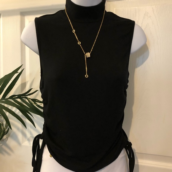 RIBBED KNIT DRAWSTRING RUCHED TANK - Picture 8 of 10